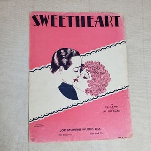 Sweetheart by Al Lewis and Al Sherman Vintage Music Sheet Wall Decor